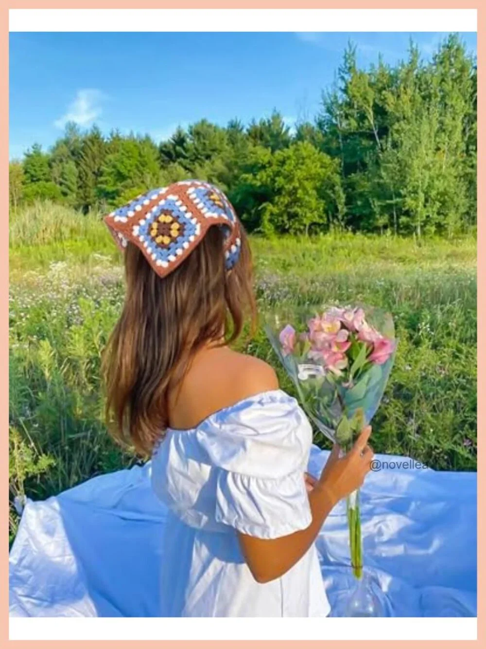 Floral Crochet Hair Bandanas Headscarf 2 PCS Women Headband